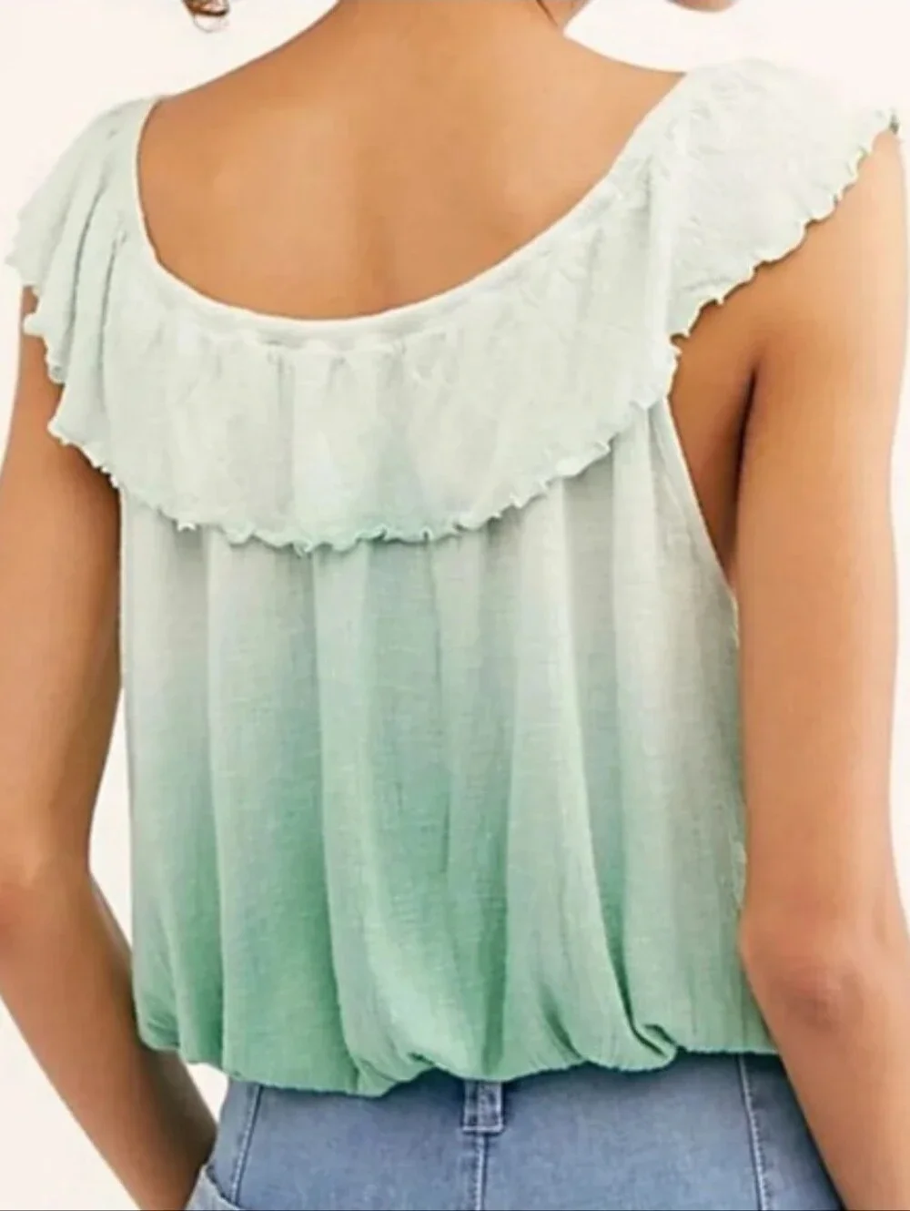 Free People Cora‎ Lee Tie Dye Off-the-Shoulder Top Green Ombre